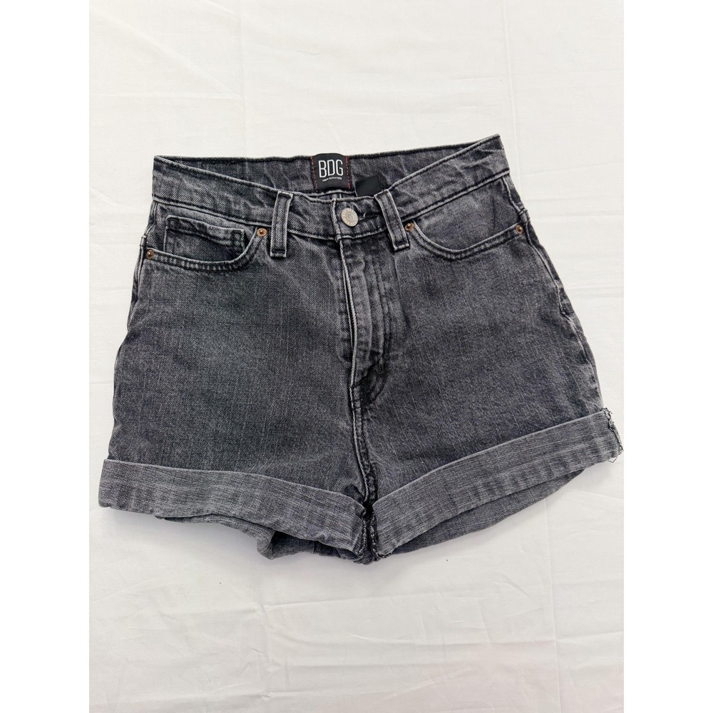 BDG Shorts Womens 24 Gray Mom High Rise Jean Denim Cuffed Roll Hem Casual